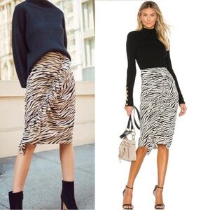 A.L.C. Metz Silk Midi Ruffle Skirt in Zebra Print Size 4 Revolve